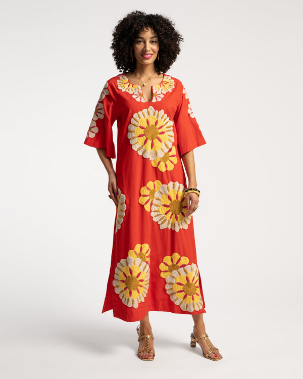 Delightful Caftan - Sunrise Coral Dresses Frances Valentine