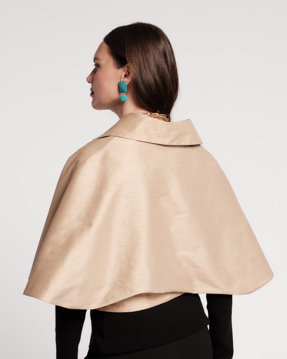 Dupioni Capelet - Camel/Black Coats & Jackets Frances Valentine