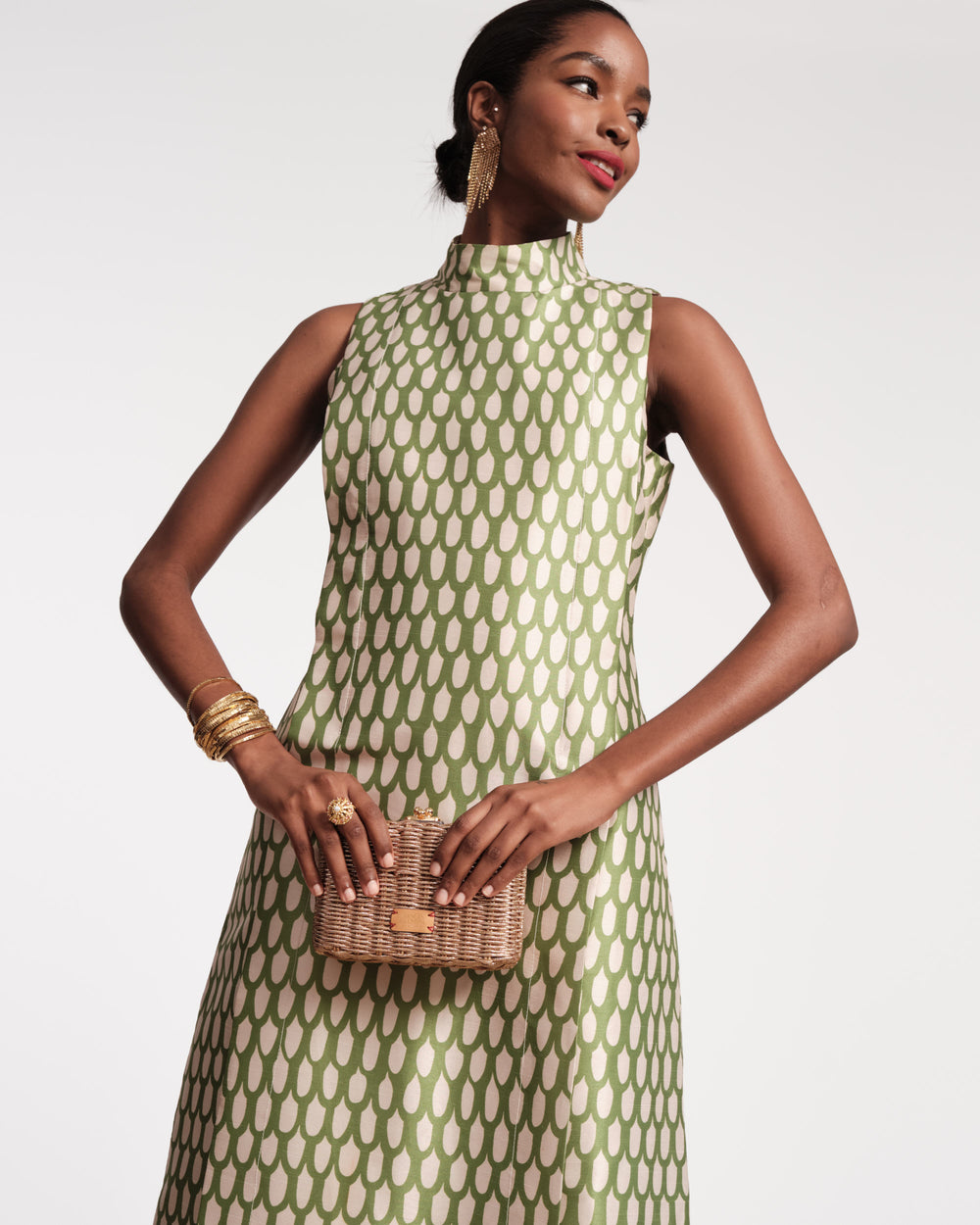 Carlyle Maxi Dress - Loop Print Green Dresses Frances Valentine