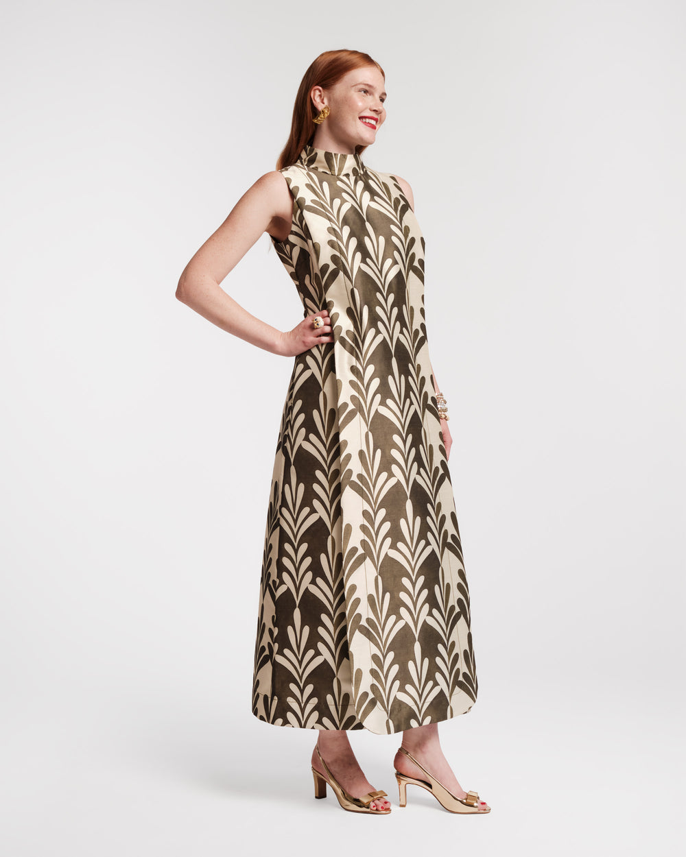 Carlyle Maxi Dress - Royal Palm Oyster/Olive Dresses Frances Valentine
