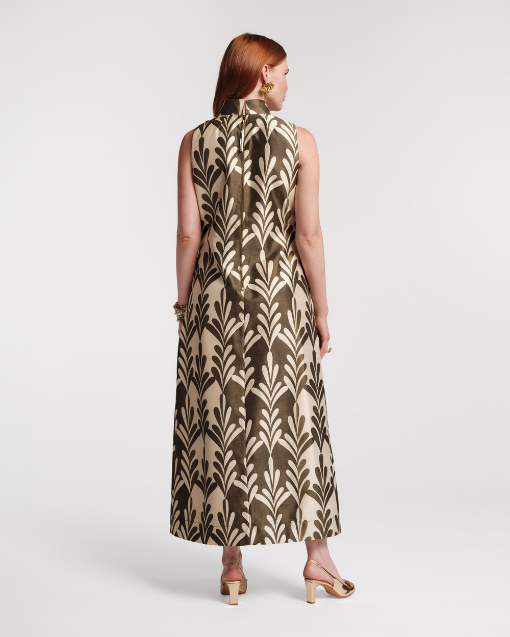 Carlyle Maxi Dress - Royal Palm Oyster/Olive Dresses Frances Valentine