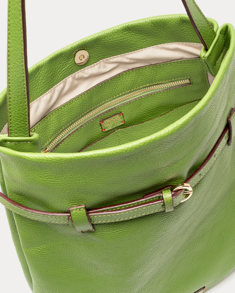 Charlie Shoulder Bag - Tumbled Leather Fern Handbag Frances Valentine