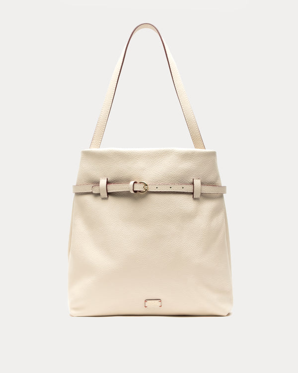 Charlie Shoulder Bag - Tumbled Leather Oyster Handbag Frances Valentine
