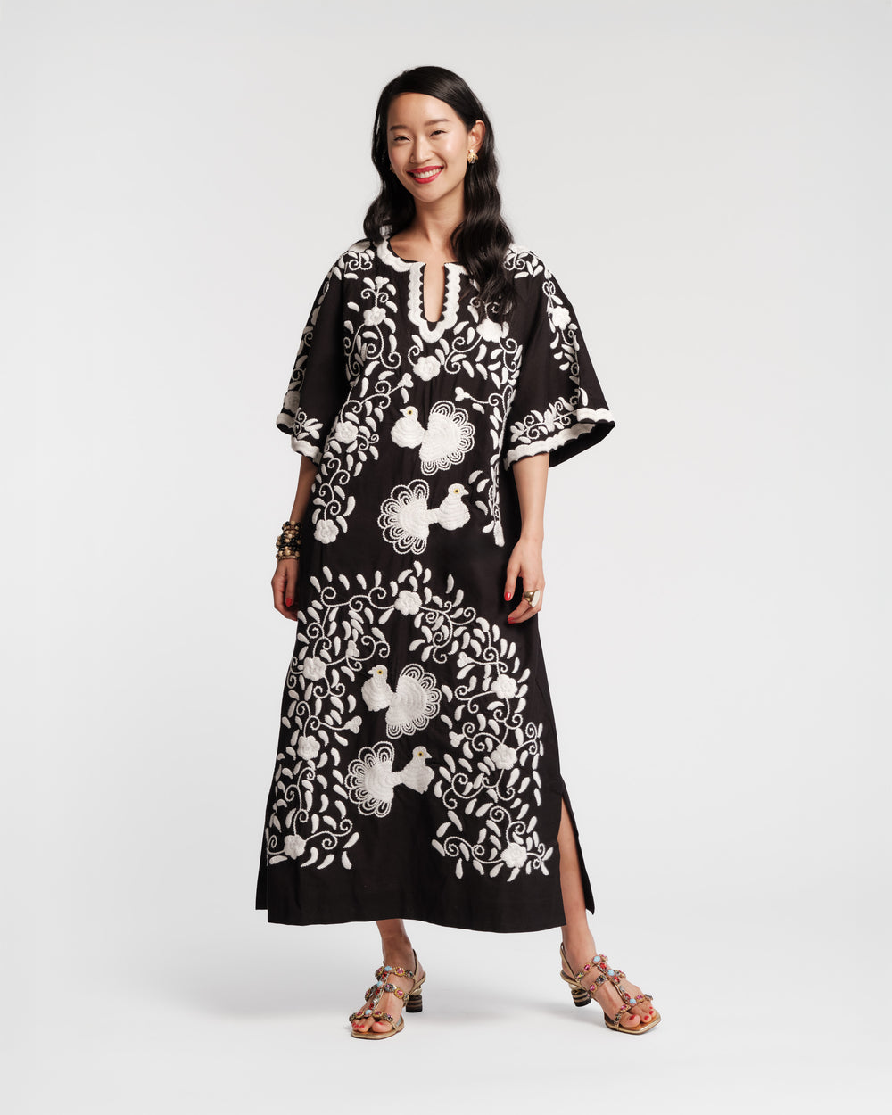 Embroidered Charming Caftan - Black Caftan Frances Valentine
