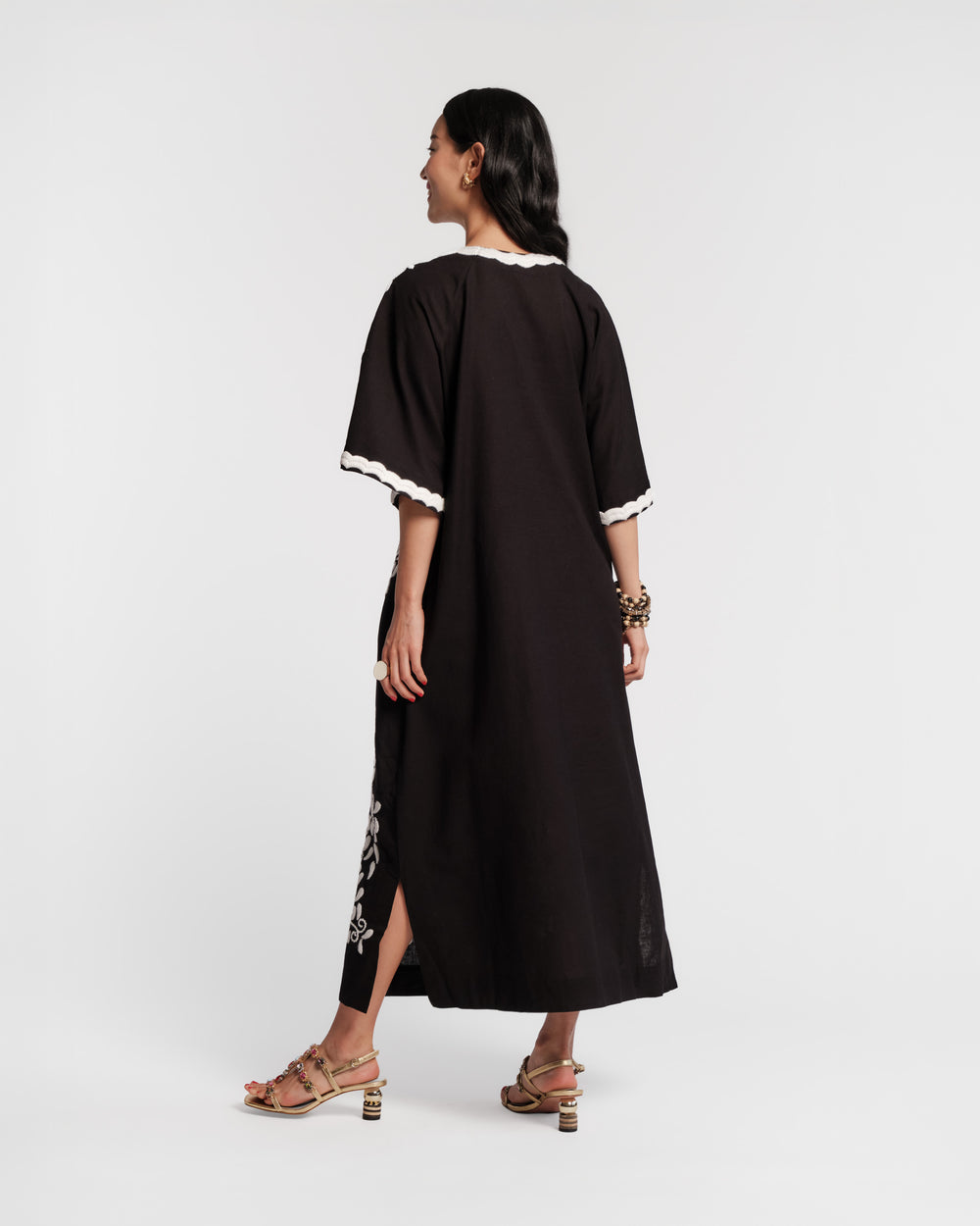 Embroidered Charming Caftan - Black Caftan Frances Valentine