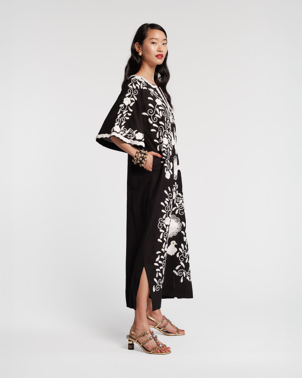 Embroidered Charming Caftan - Black Caftan Frances Valentine