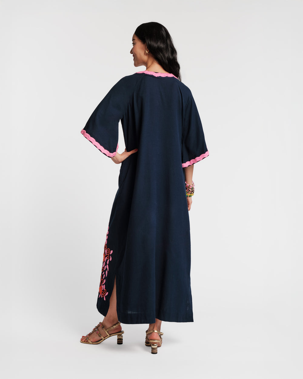 Embroidered Charming Caftan - Navy Caftan Frances Valentine