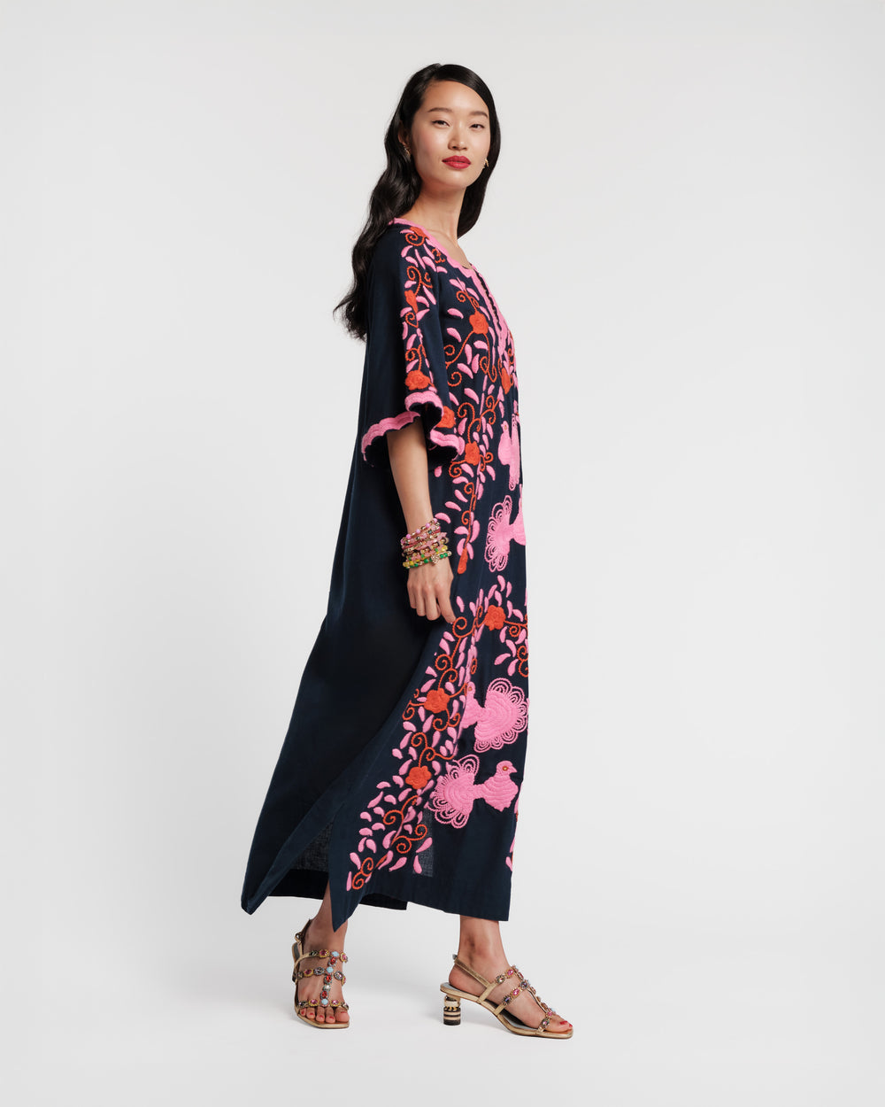Embroidered Charming Caftan - Navy Caftan Frances Valentine