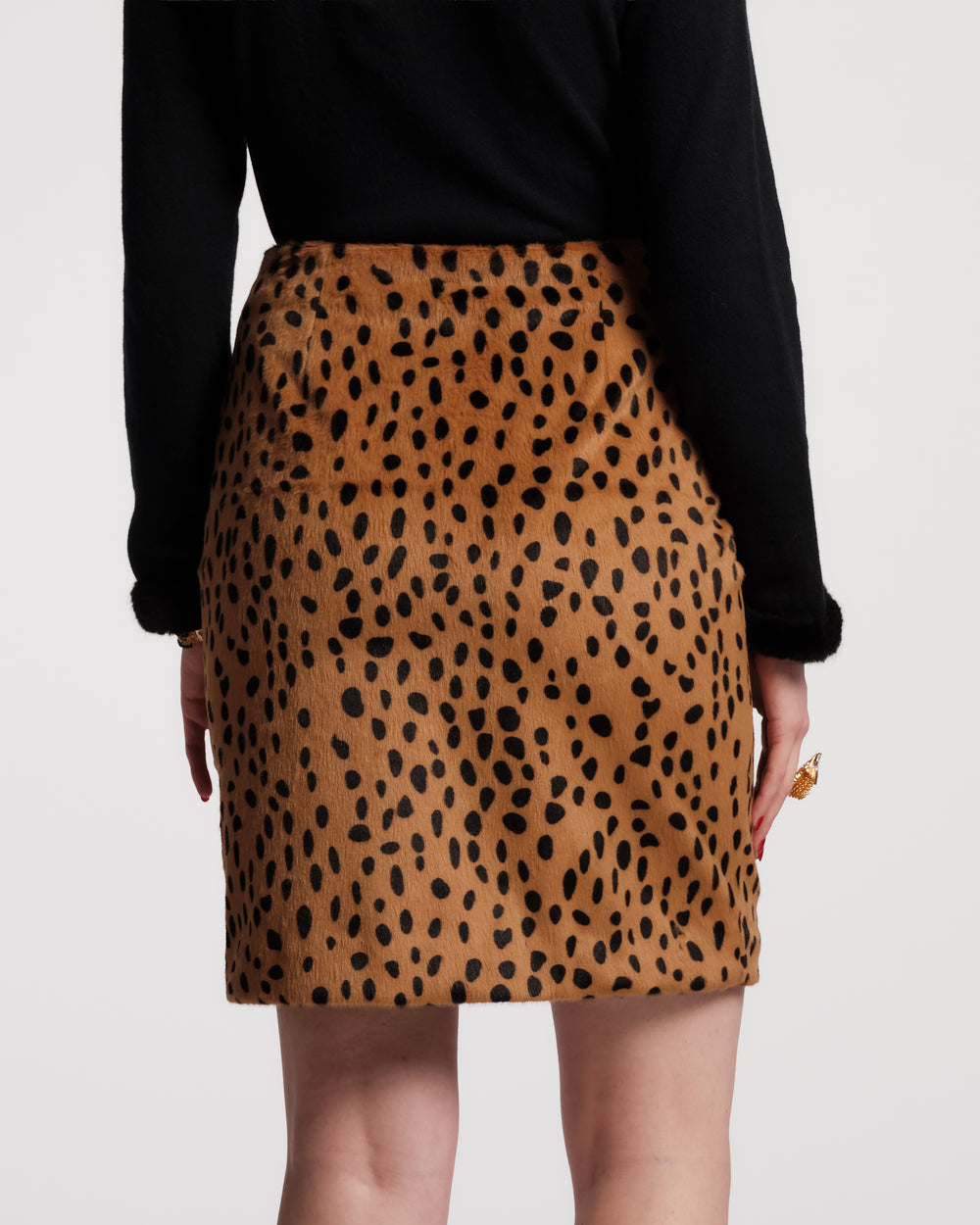 Blaine Skirt - Cheetah Faux Fur Skirts Frances Valentine