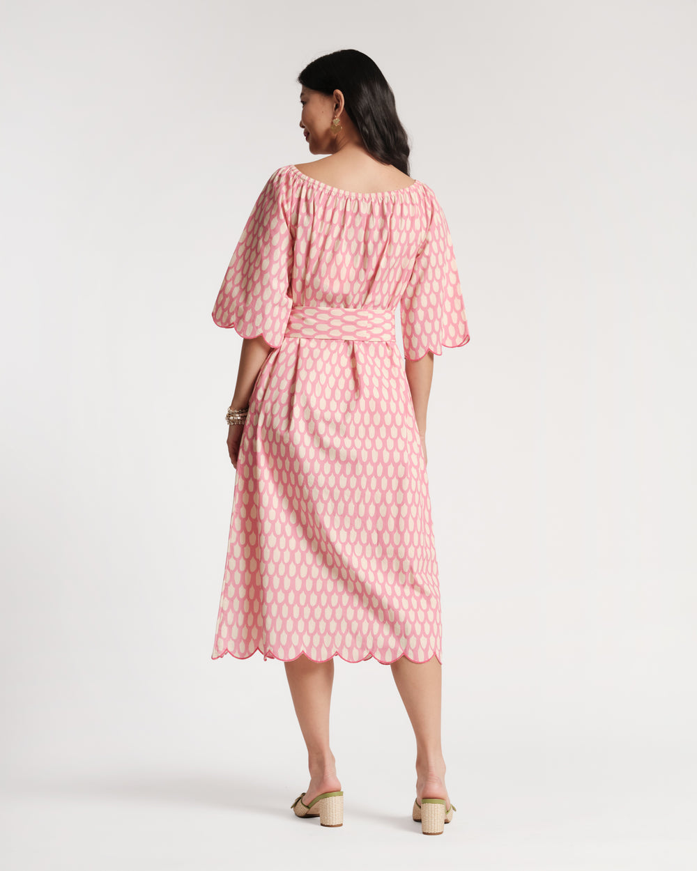 Coco Midi Dress - Loop Print Pink Dresses Frances Valentine