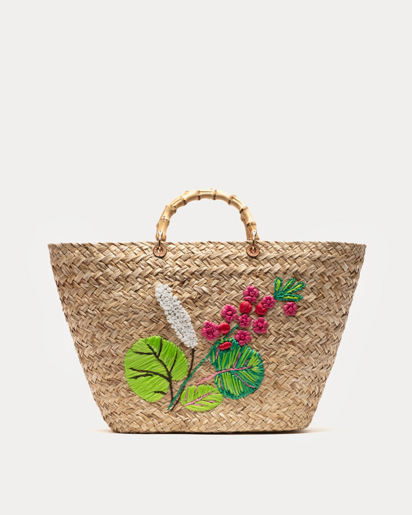 The Colony Hotel Embroidered Tote - Natural Basket Frances Valentine