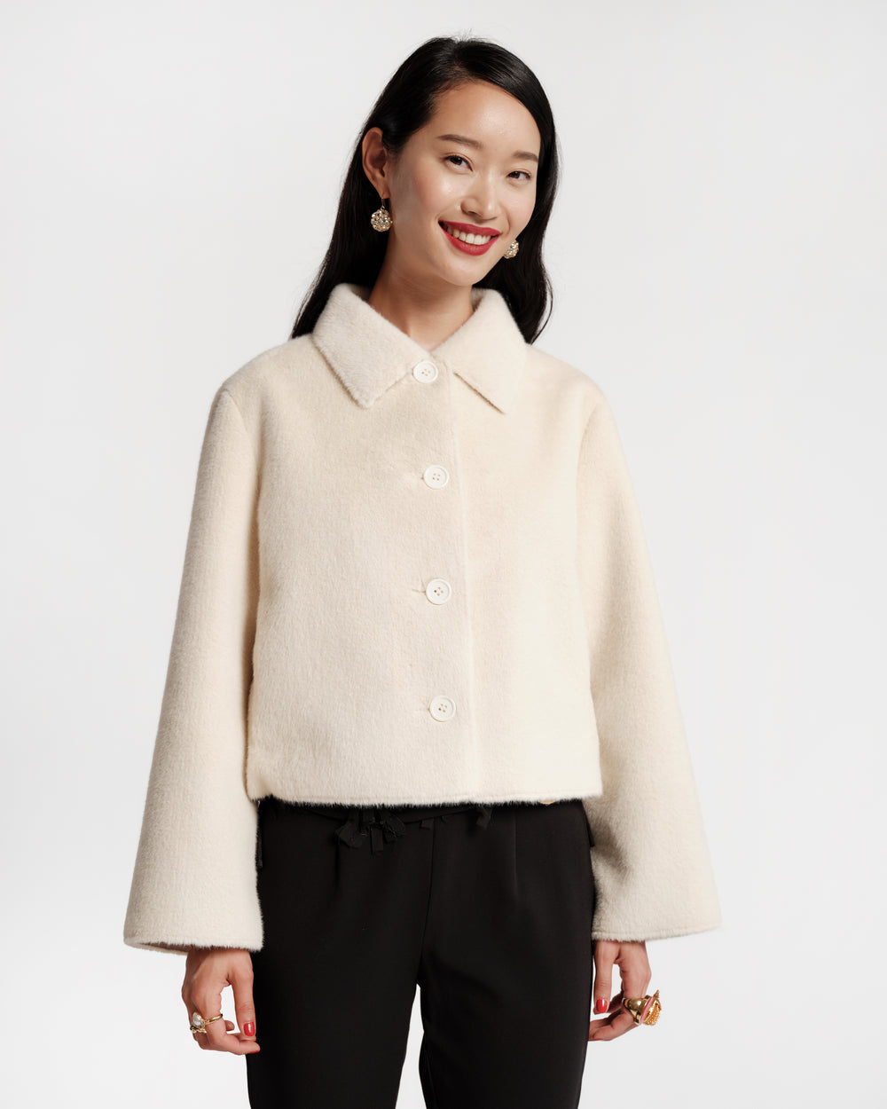 Cosette Faux Fur Jacket - White Coats & Jackets Frances Valentine