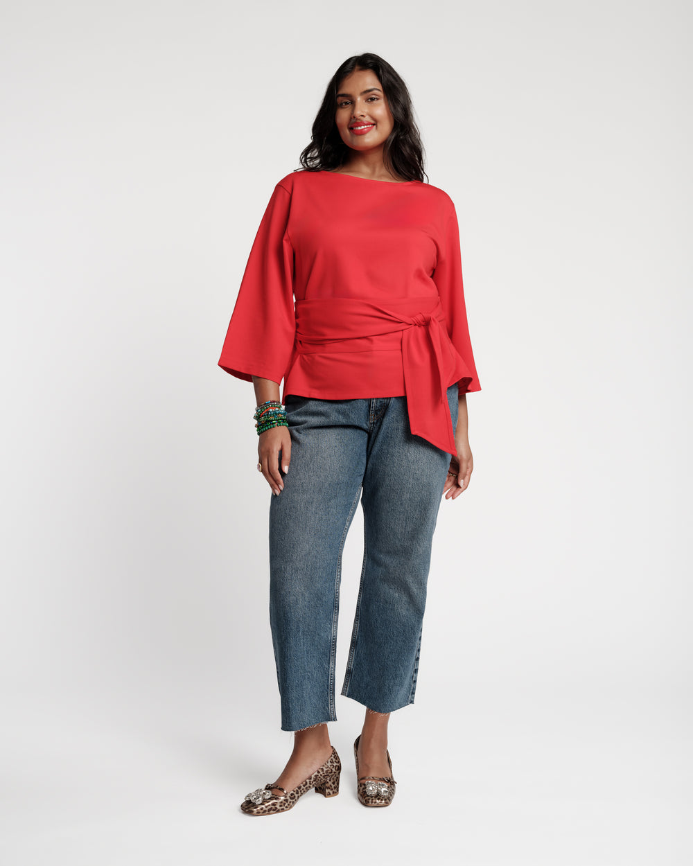 Whitney Wrap Top - Red Tops Frances Valentine