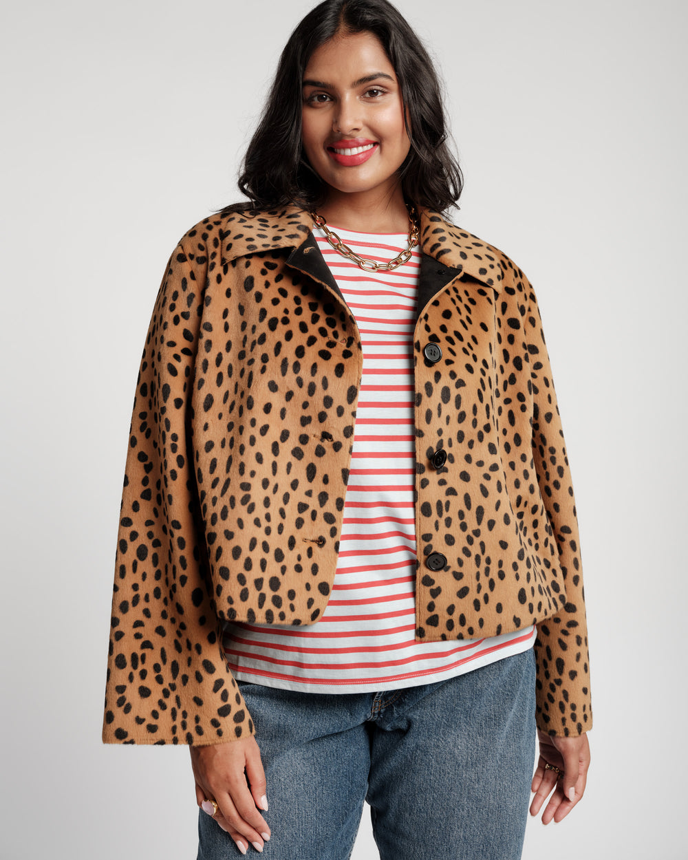 Cosette Faux Fur Jacket - Cheetah Coats & Jackets Frances Valentine