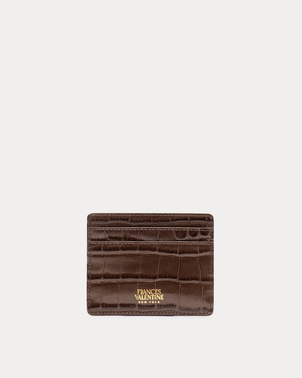 Embossed Croc Card Case - Chocolate Wallet Frances Valentine