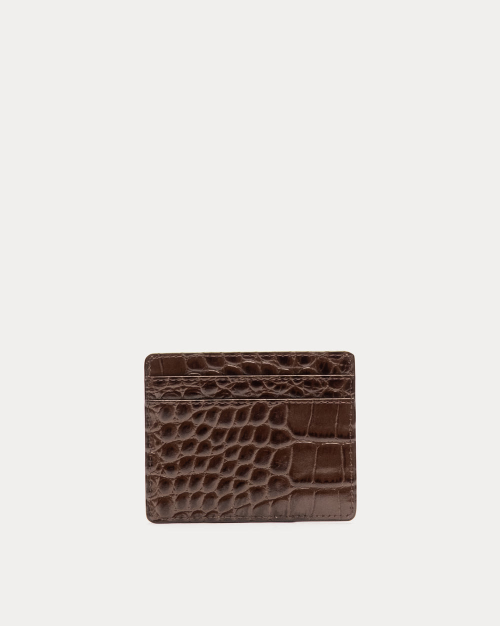 Embossed Croc Card Case - Chocolate Wallet Frances Valentine