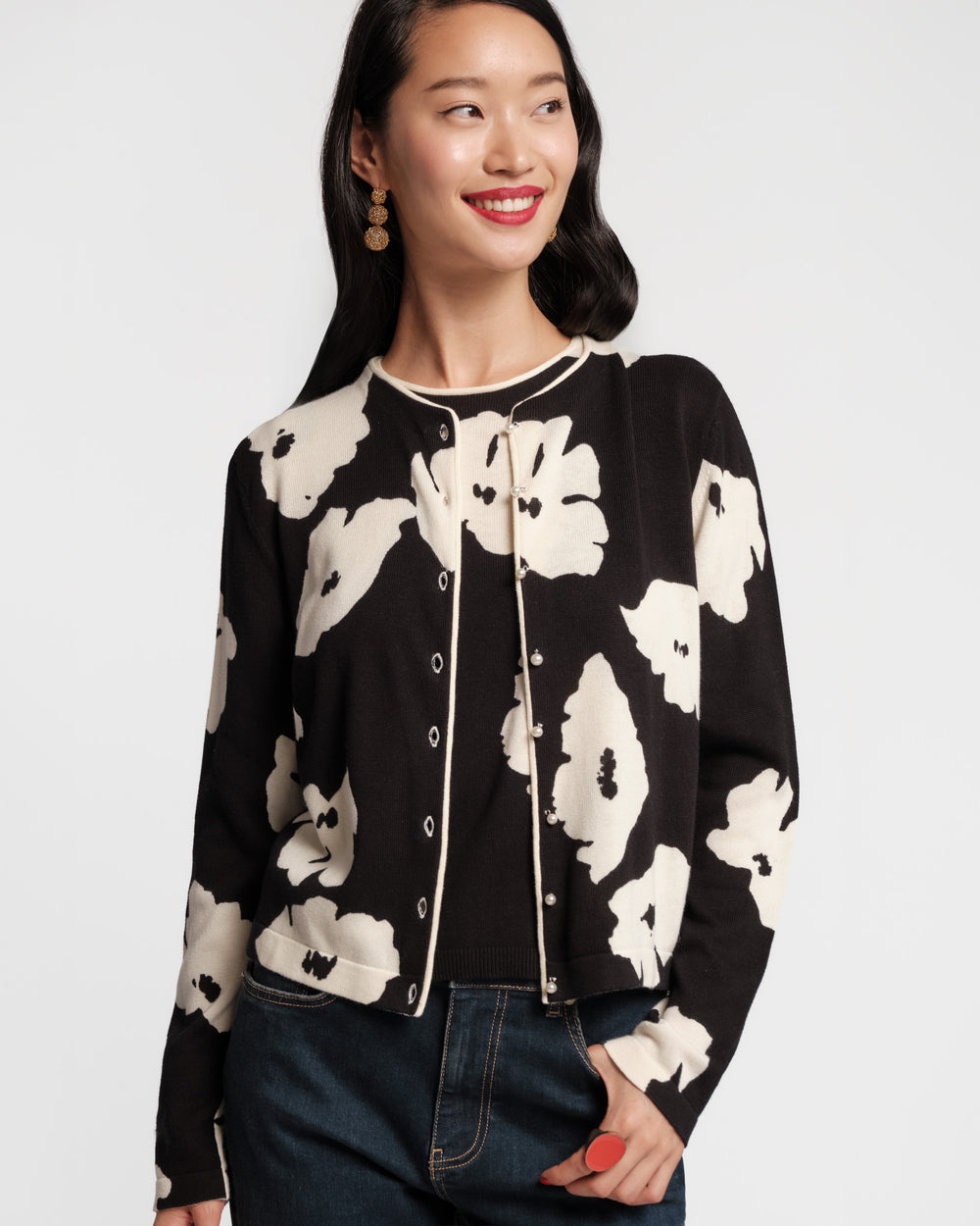Darling Shell - Floating Floral Black Shirt Frances Valentine