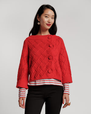 Diamond Cardigan - Red Sweater Frances Valentine