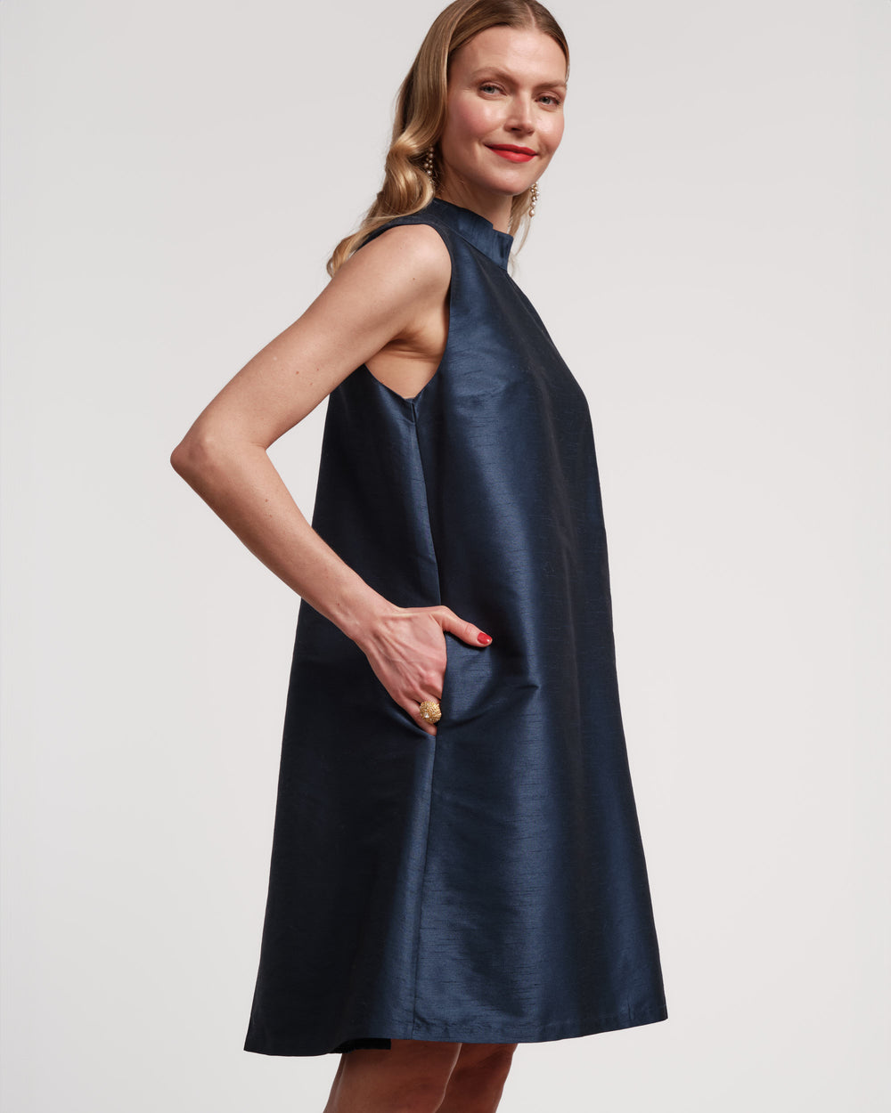 Sleeveless Diplomat Mini Dress - Navy Dresses Frances Valentine