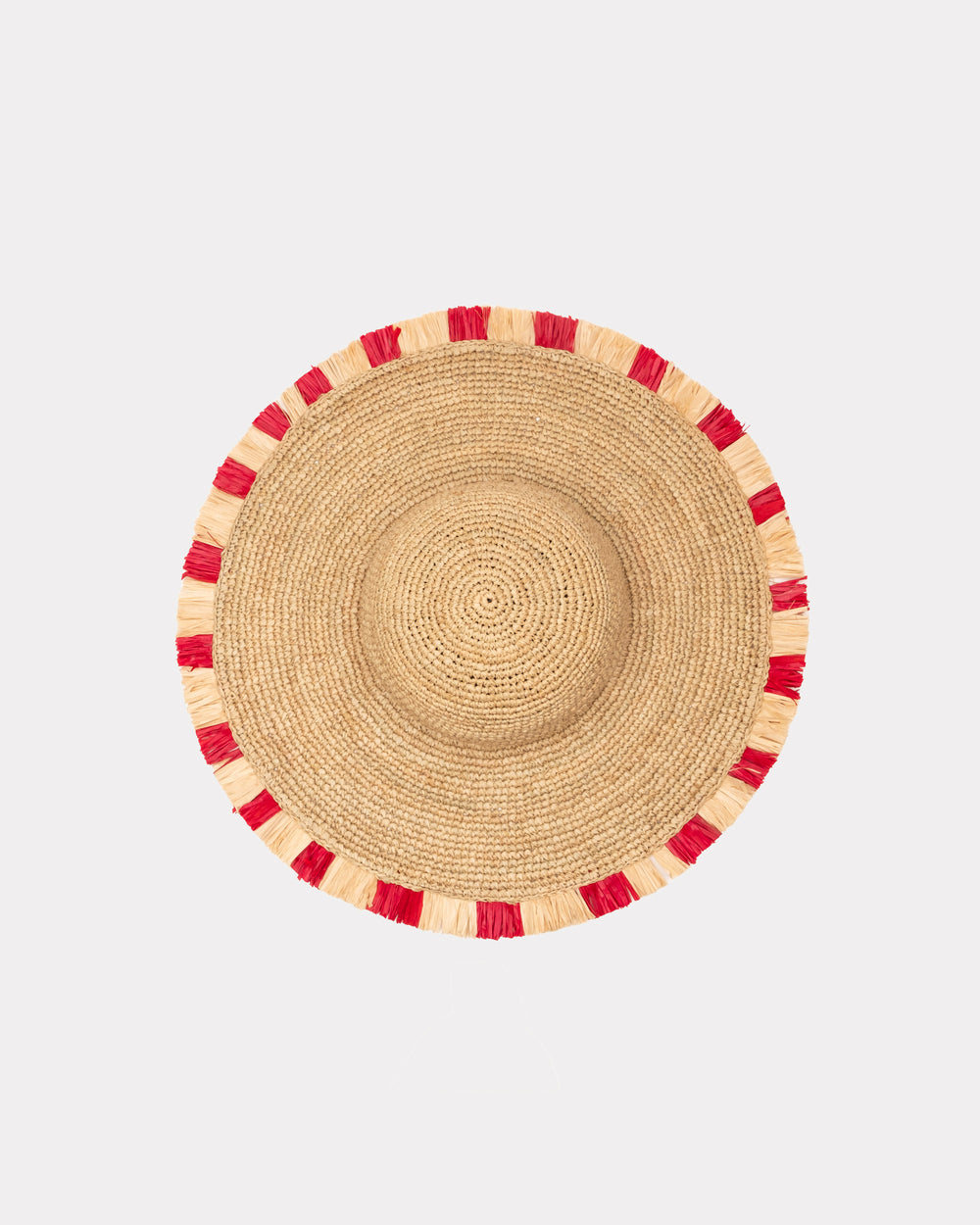 Crushable Raffia Crochet Sun Hat - Red Hat Frances Valentine
