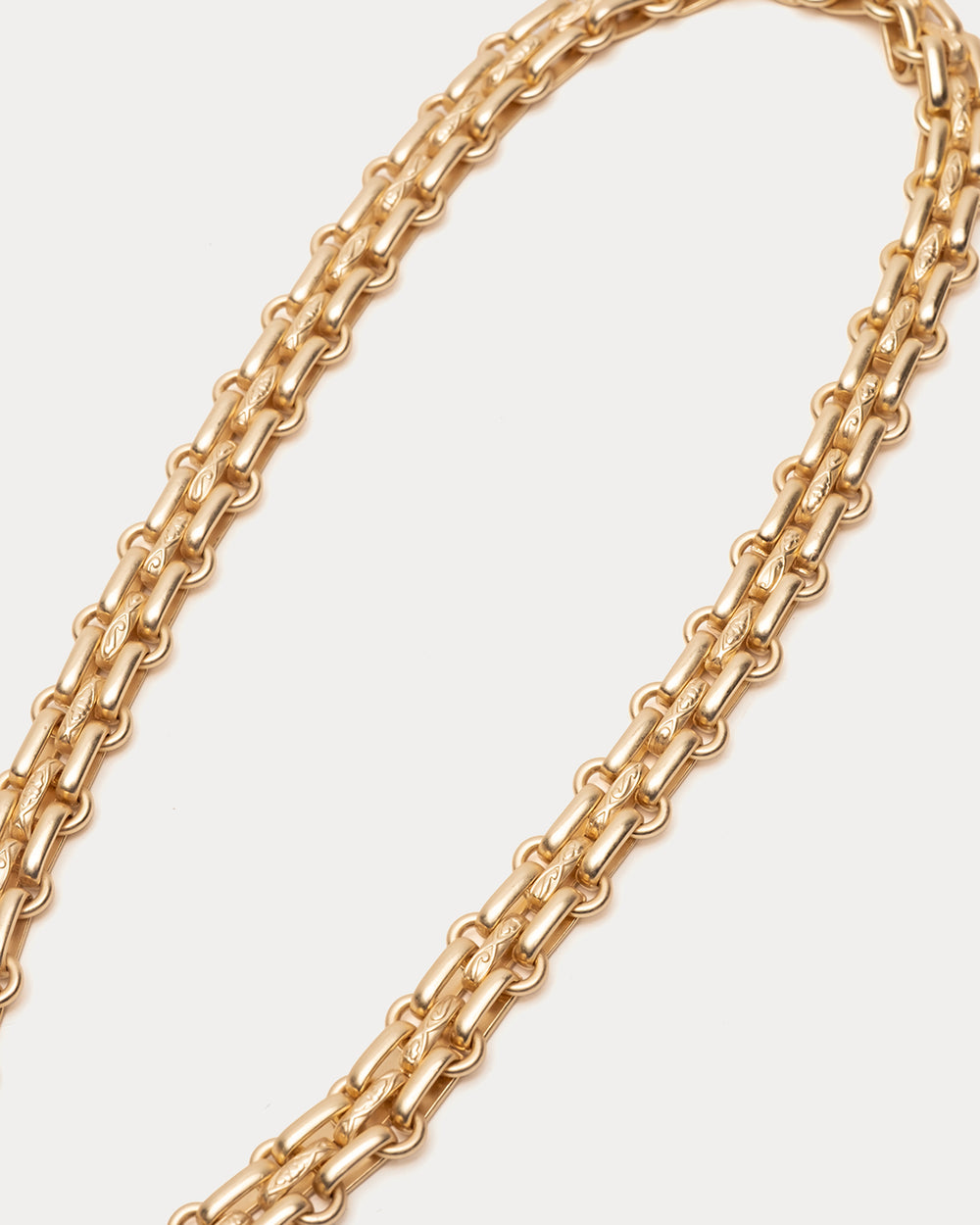 Vintage LV Basket Weave Chain Necklace - Gold Jewelry Frances Valentine