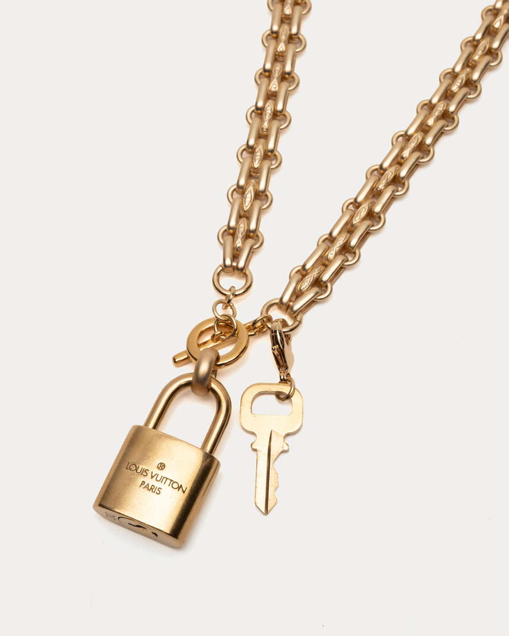 Vintage LV Basket Weave Chain Necklace - Gold Jewelry Frances Valentine
