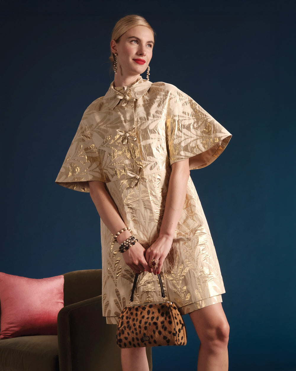 Marvelous Jacket - Royal Palm Jacquard Gold Coats & Jackets Frances Valentine