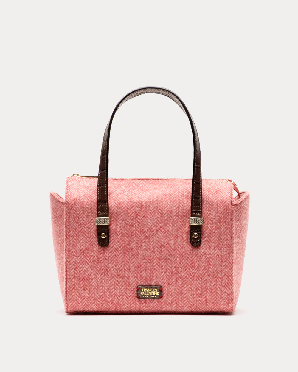 Boxy Bag - Pink Herringbone Wool Handbag Frances Valentine