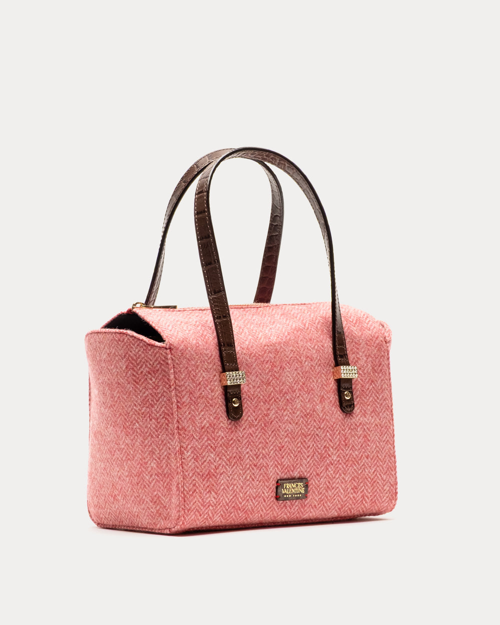 Boxy Bag - Pink Herringbone Wool Handbag Frances Valentine