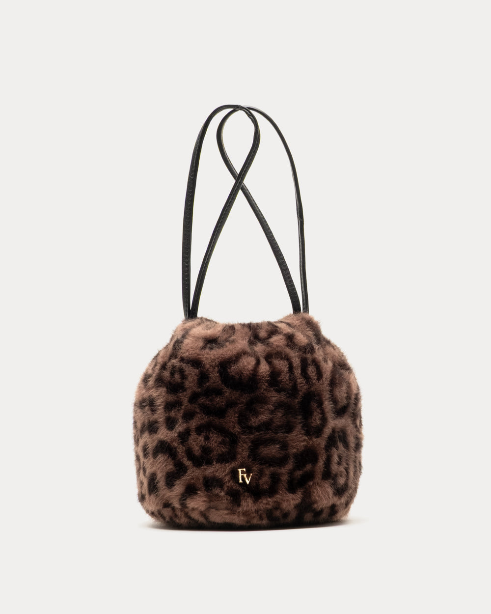 Jaguar Pouf Bag - Faux Fur Brown Bucket Bag Frances Valentine