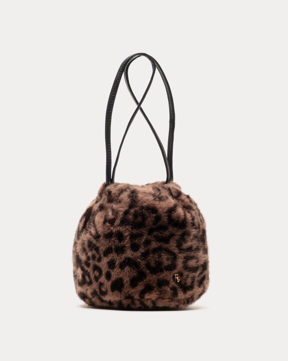 Jaguar Pouf Bag - Faux Fur Brown Bucket Bag Frances Valentine