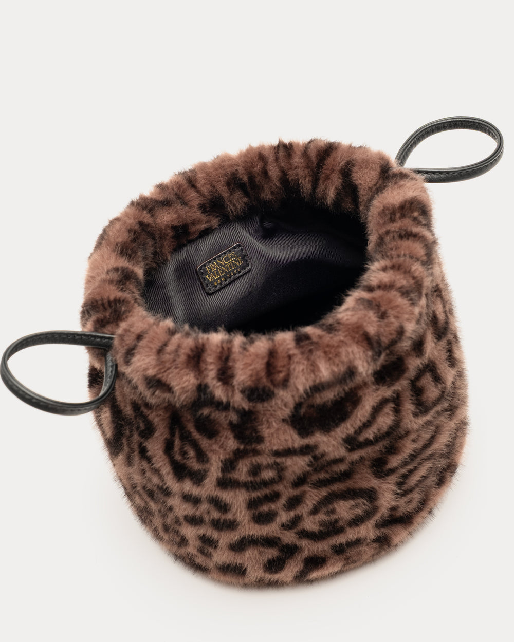 Jaguar Pouf Bag - Faux Fur Brown Bucket Bag Frances Valentine
