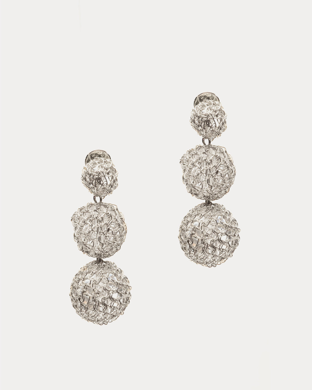 Spheres Trio Drop Earring Silver Earrings Lavish