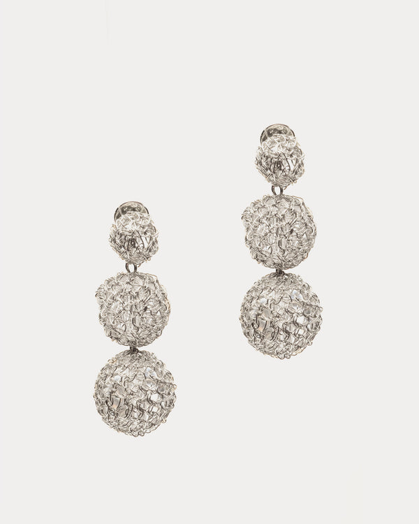 Spheres Trio Drop Earring Silver Earrings Lavish