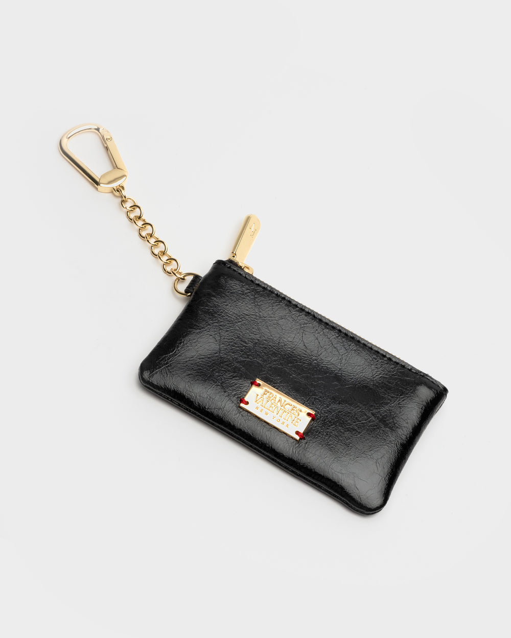 Bitsy Key Pouch - Crinkled Leather Black Wallet Frances Valentine