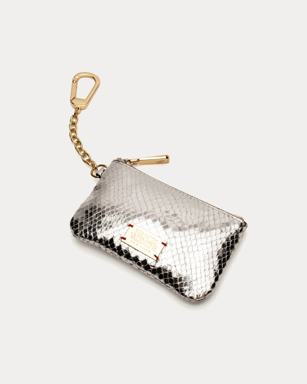 Bitsy Metallic Snake Leather - Silver Keychain Frances Valentine