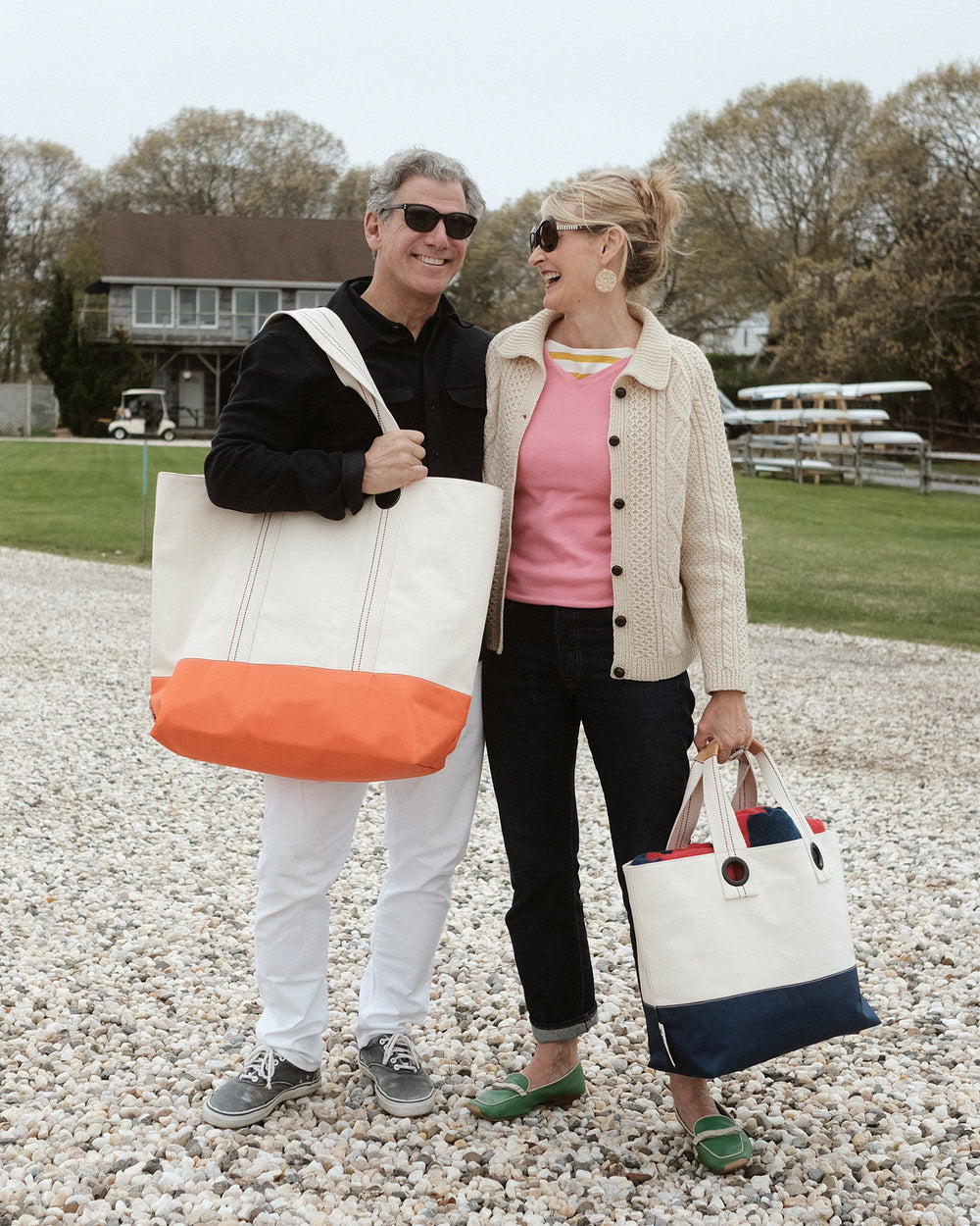 Summer XL Canvas Tote - Natural/Orange Large Tote Frances Valentine