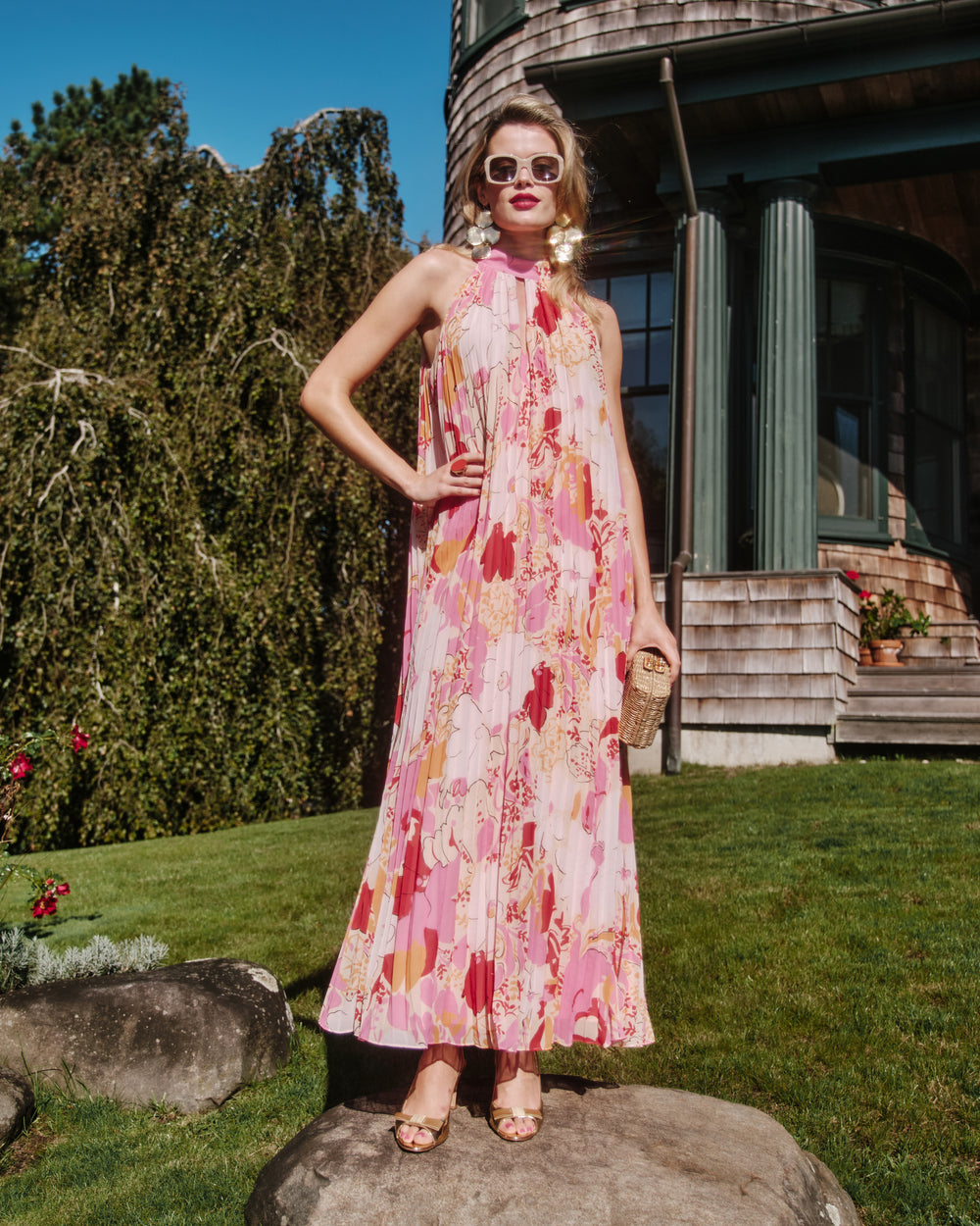Slim Pleated Maxi Dress - Wild Tulip Dresses Frances Valentine