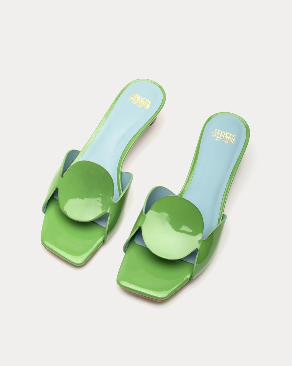 Sandy Circle - Slide Patent Green Heels Frances Valentine