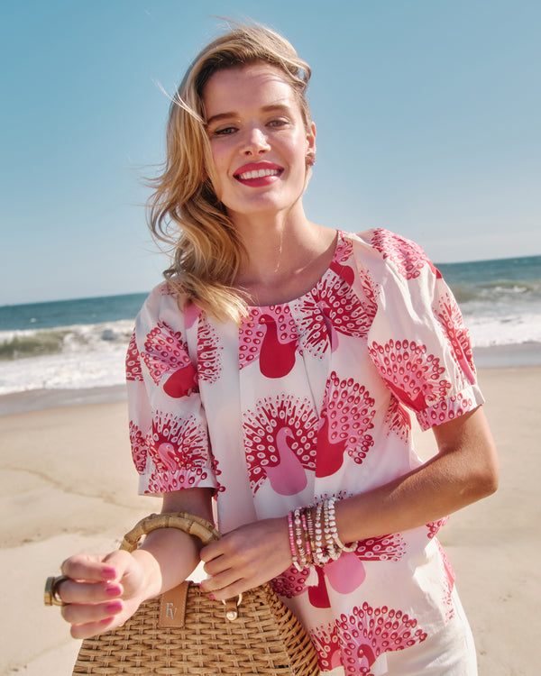 Zonda Top - Oyster Peacock Shirt Frances Valentine