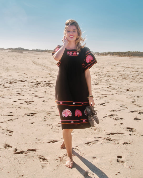 Picnic Midi Dress - Peacock Black Dresses Frances Valentine