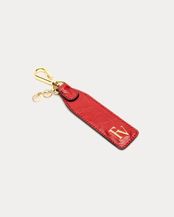 Logo Keychain - Crinkled Leather Red Keychain Frances Valentine
