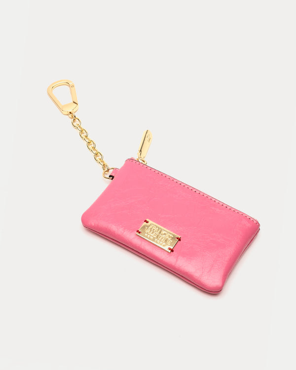 Bitsy Key Pouch - Crinkled Leather Pink Keychain Frances Valentine