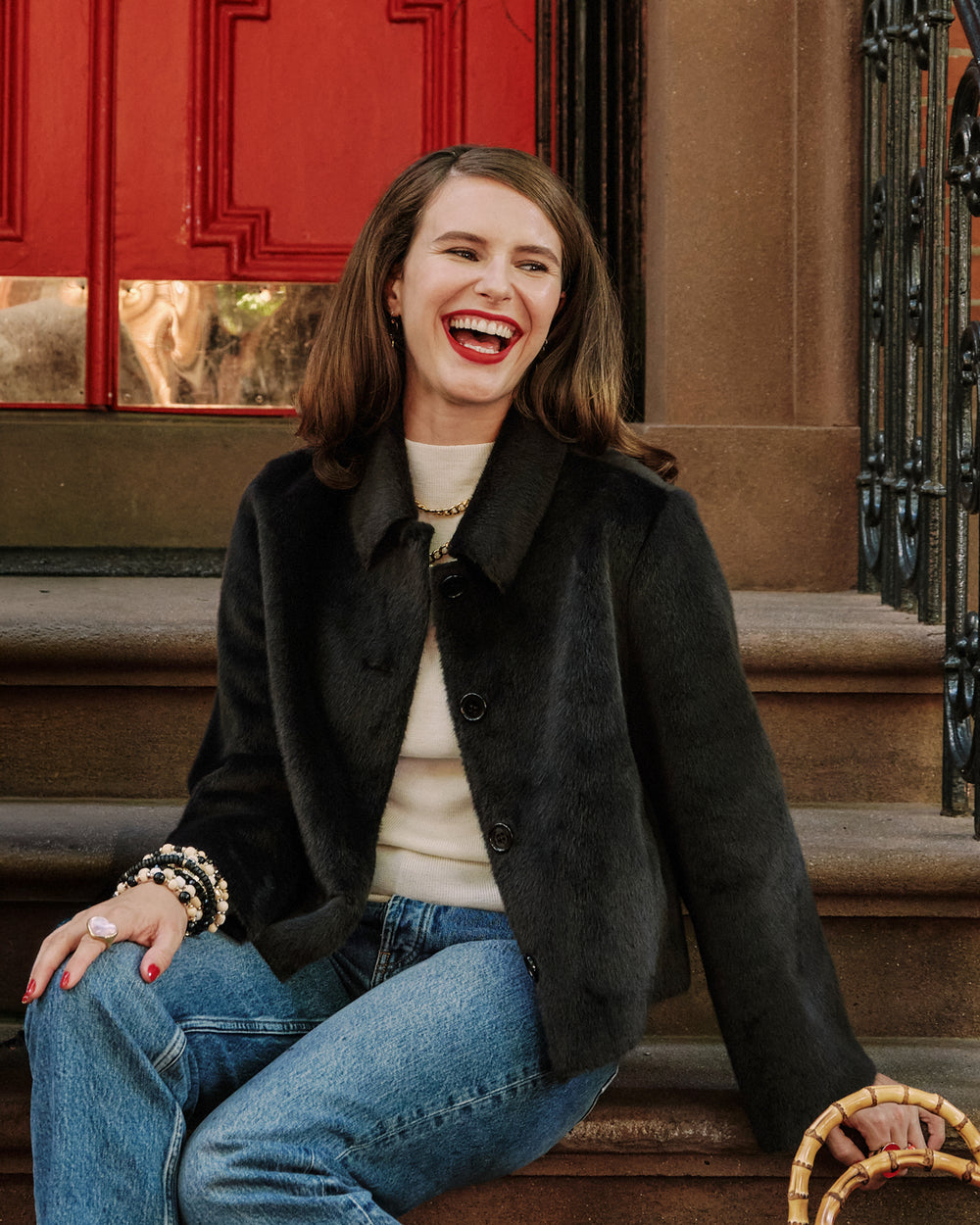 Cosette Faux Fur Jacket - Black Coats & Jackets Frances Valentine
