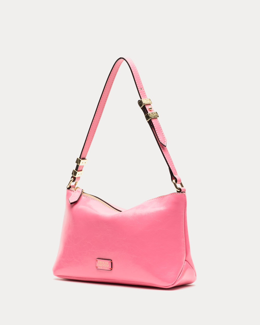 Freddie Shoulder Bag - Crinkled Leather Pink Shoulder Bag Frances Valentine