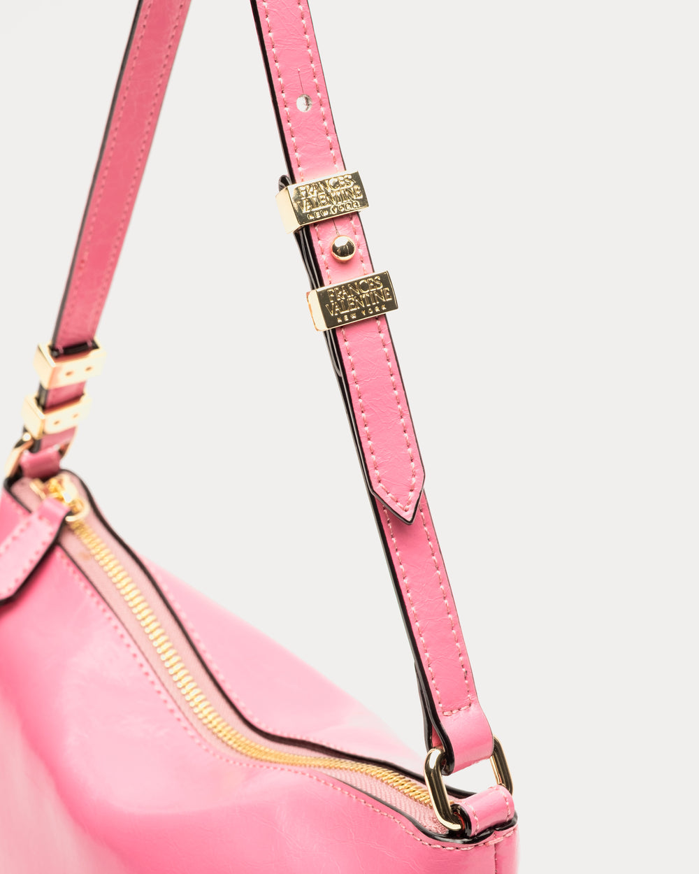 Freddie Shoulder Bag - Crinkled Leather Pink Shoulder Bag Frances Valentine