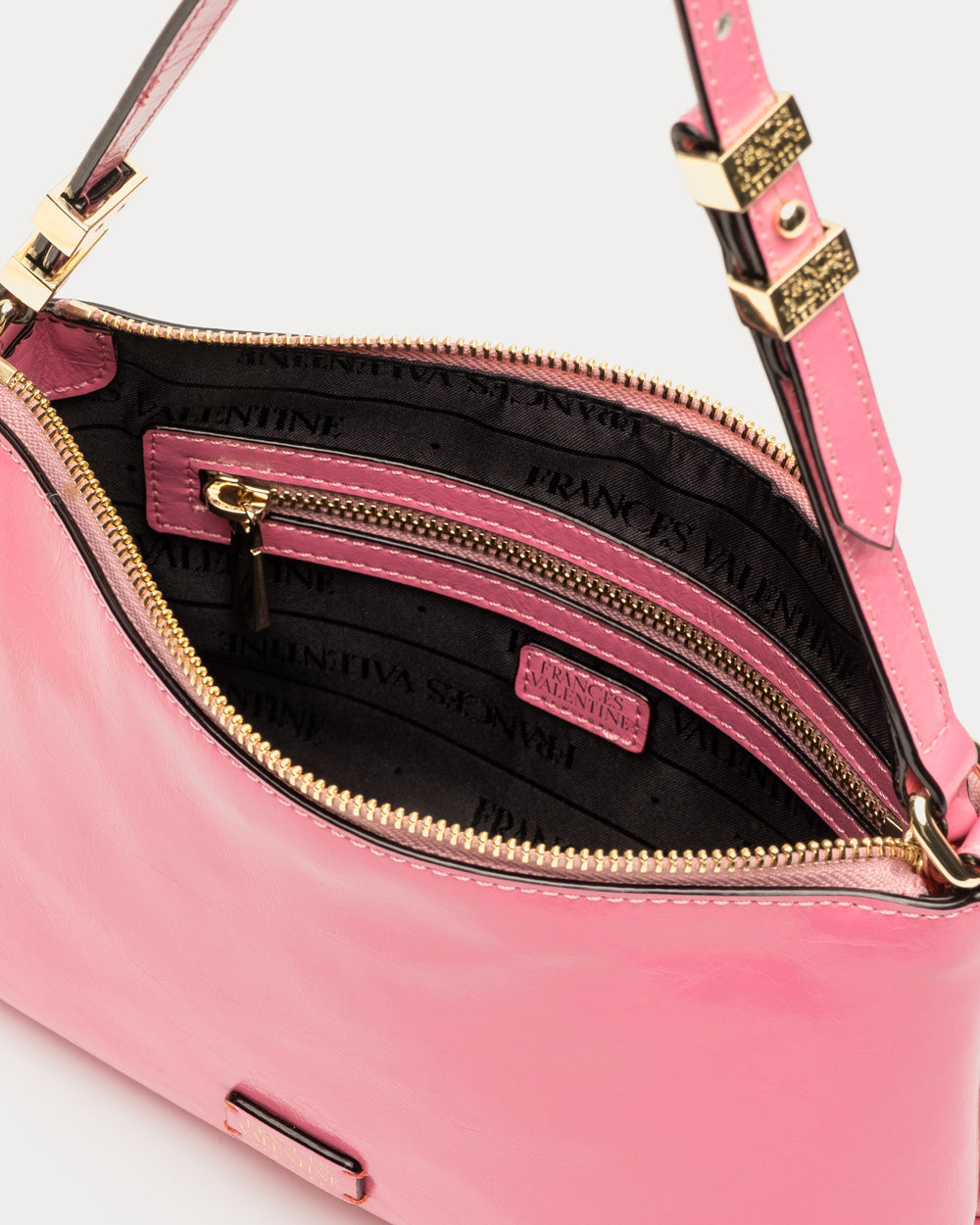Freddie Shoulder Bag - Crinkled Leather Pink Shoulder Bag Frances Valentine