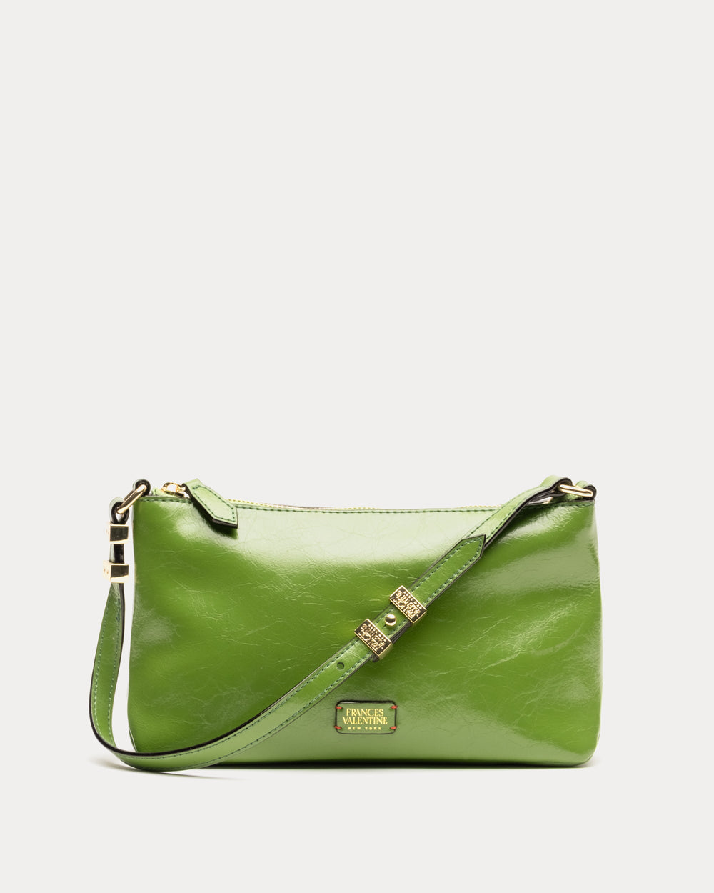 Freddie Shoulder Bag - Crinkled Leather Green Shoulder Bag Frances Valentine