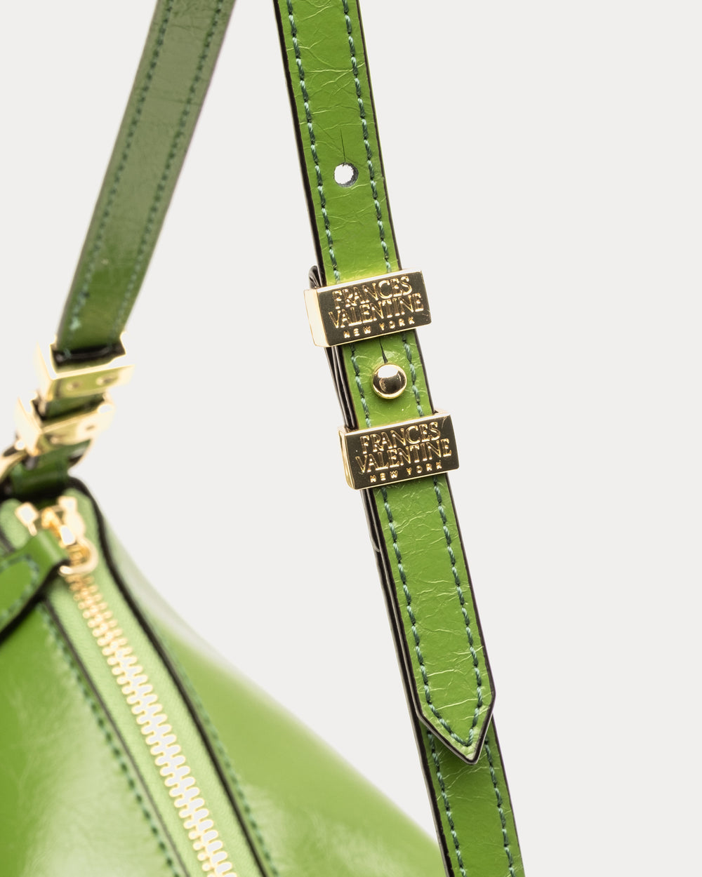Freddie Shoulder Bag - Crinkled Leather Green Shoulder Bag Frances Valentine