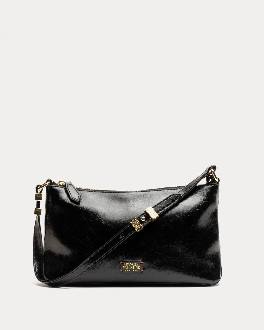 Freddie Shoulder Bag - Crinkled Leather Black Shoulder Bag Frances Valentine